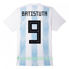 Camisolas de Futebol Argentina Batistuta 9 Equipamento Principal Copa do Mundo 2018 Manga Curta